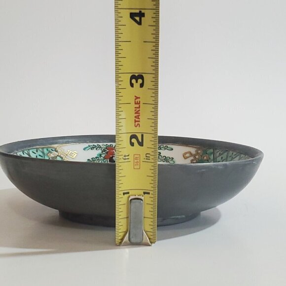 VINTAGE ACF Japanese Porcelain Ware Pewter Encased Bowl Collectible ACF Stamped - Picture 5 of 17